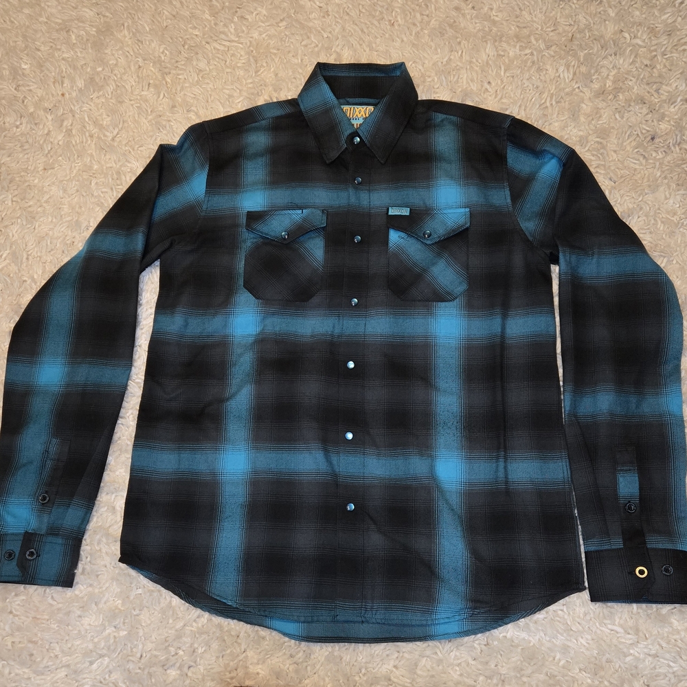 DIXXON Blue and Black Casual Button Down Shirt